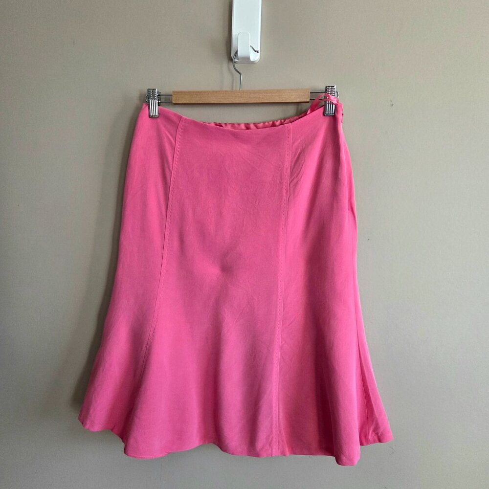 JONS NEW YORK SUIT 100% silk pink /fuchsia color skirt.